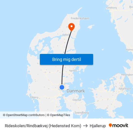 Rideskolen/Rindbækvej (Hedensted Kom) to Hjallerup map