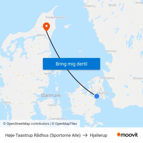Høje-Taastrup Rådhus (Sportorne Alle) to Hjallerup map