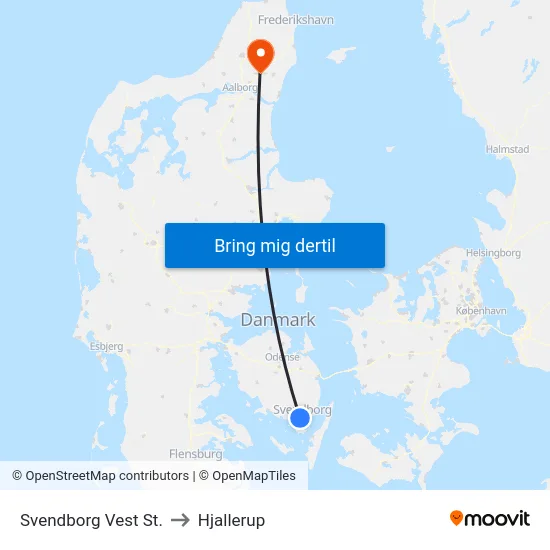 Svendborg Vest St. to Hjallerup map