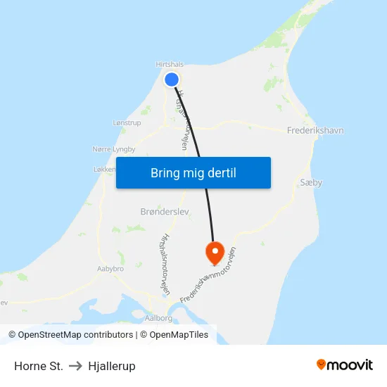 Horne St. to Hjallerup map