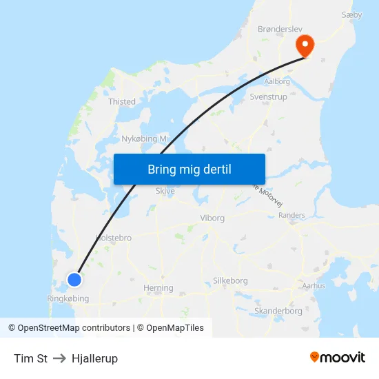 Tim St to Hjallerup map