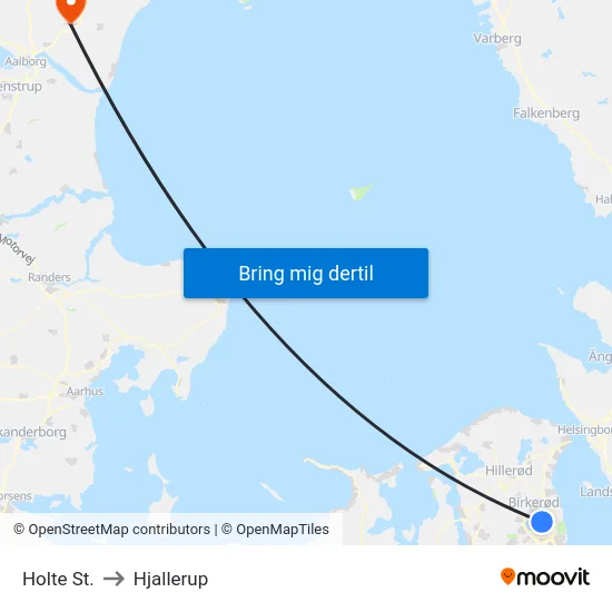 Holte St. to Hjallerup map