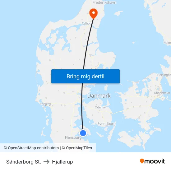 Sønderborg St. to Hjallerup map