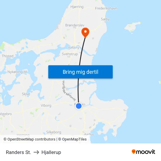 Randers St. to Hjallerup map