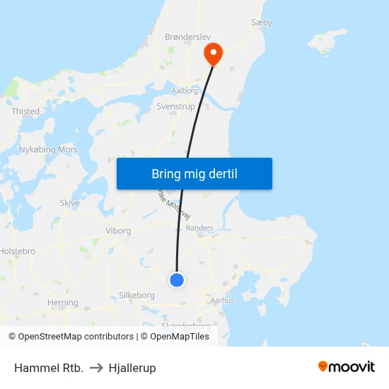 Hammel Rtb. to Hjallerup map
