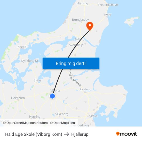 Hald Ege Skole (Viborg Kom) to Hjallerup map