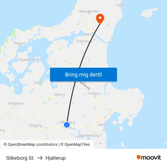 Silkeborg St. to Hjallerup map