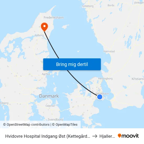 Hvidovre Hospital Indgang Øst (Kettegård Allé) to Hjallerup map