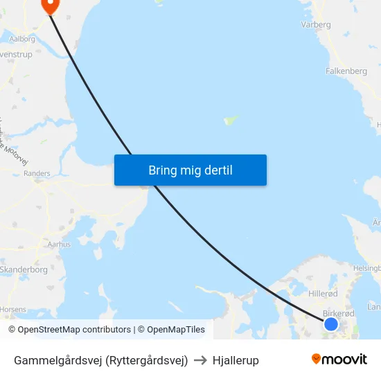 Gammelgårdsvej (Ryttergårdsvej) to Hjallerup map
