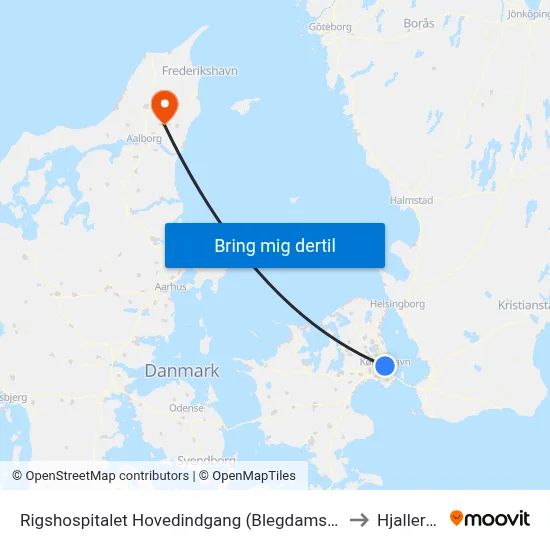 Rigshospitalet Hovedindgang (Blegdamsvej) to Hjallerup map
