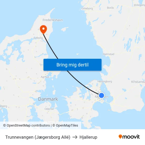 Trunnevangen (Jægersborg Allé) to Hjallerup map