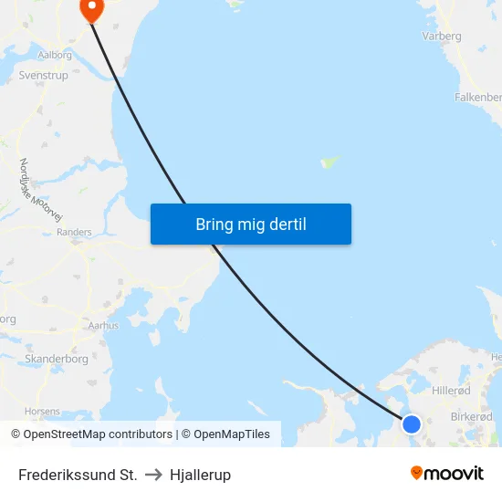 Frederikssund St. to Hjallerup map