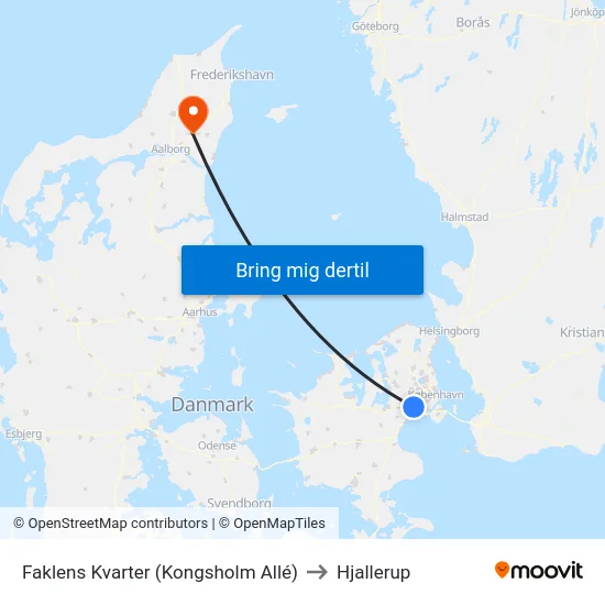 Faklens Kvarter (Kongsholm Allé) to Hjallerup map