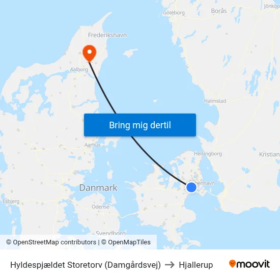 Hyldespjældet Storetorv (Damgårdsvej) to Hjallerup map