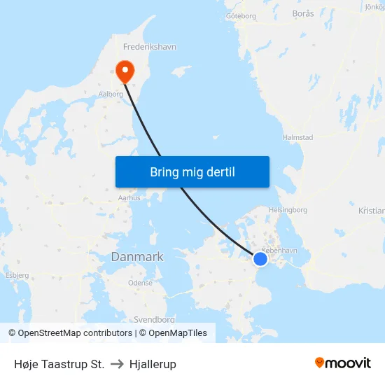Høje Taastrup St. to Hjallerup map