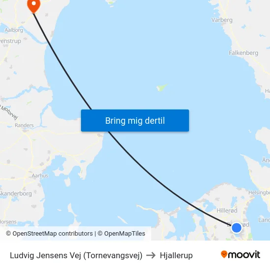 Ludvig Jensens Vej (Tornevangsvej) to Hjallerup map