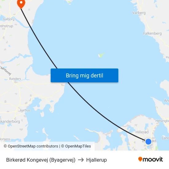 Birkerød Kongevej (Byagervej) to Hjallerup map