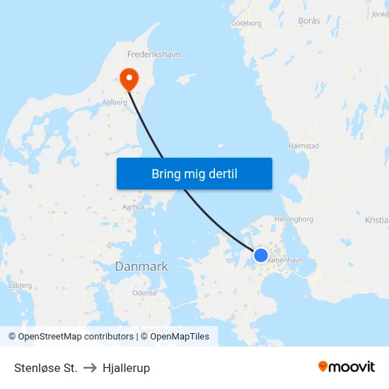 Stenløse St. to Hjallerup map