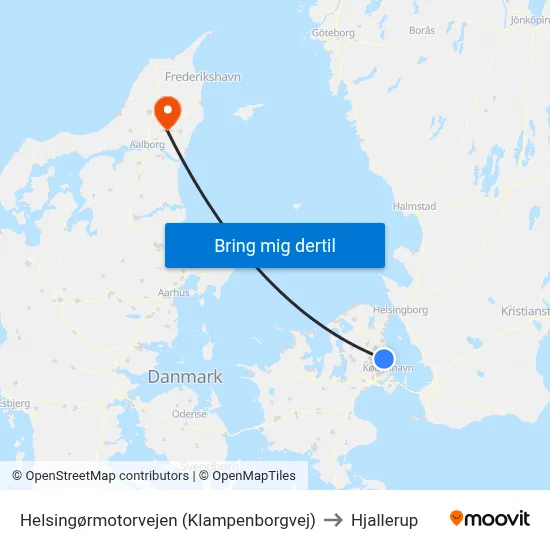 Helsingørmotorvejen (Klampenborgvej) to Hjallerup map