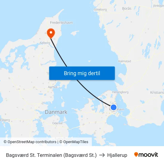 Bagsværd St. Terminalen (Bagsværd St.) to Hjallerup map