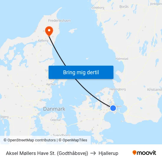 Aksel Møllers Have St. (Godthåbsvej) to Hjallerup map