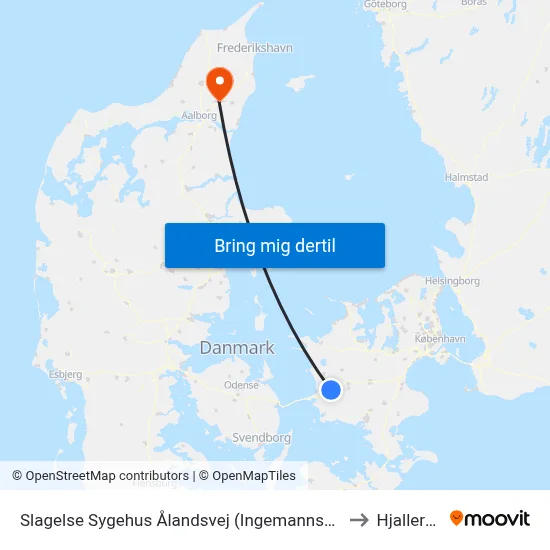 Slagelse Sygehus Ålandsvej (Ingemannsvej) to Hjallerup map