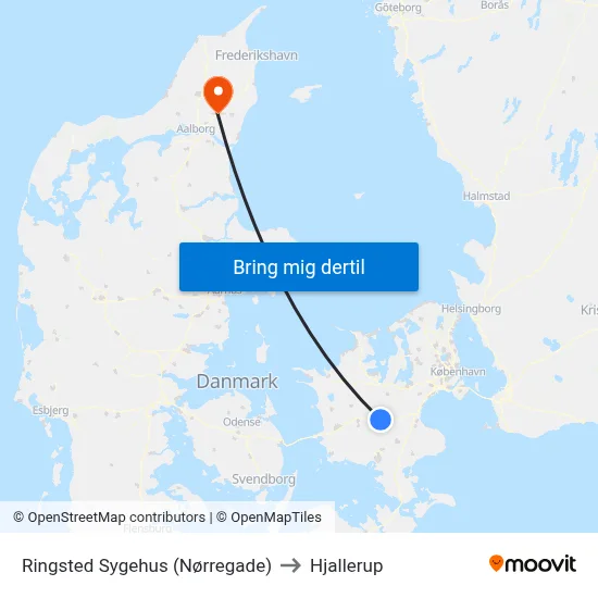 Ringsted Sygehus (Nørregade) to Hjallerup map