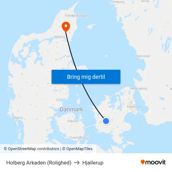 Holberg Arkaden (Rolighed) to Hjallerup map