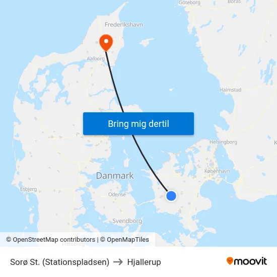Sorø St. (Stationspladsen) to Hjallerup map