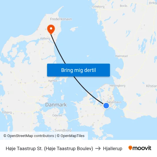Høje Taastrup St. (Høje Taastrup Boulev) to Hjallerup map