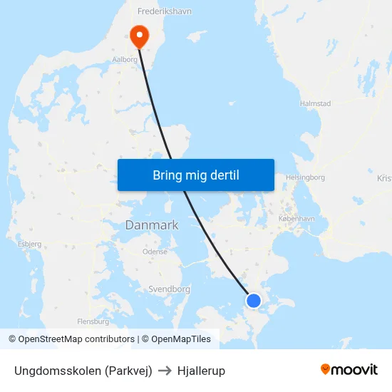 Ungdomsskolen (Parkvej) to Hjallerup map