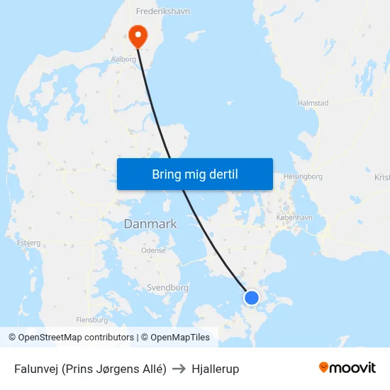 Falunvej (Prins Jørgens Allé) to Hjallerup map