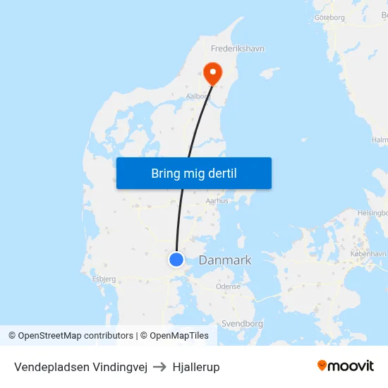 Vendepladsen Vindingvej to Hjallerup map