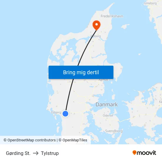 Gørding St. to Tylstrup map