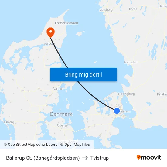 Ballerup St. (Banegårdspladsen) to Tylstrup map
