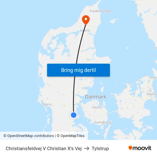 Christiansfeldvej V Christian X's Vej to Tylstrup map