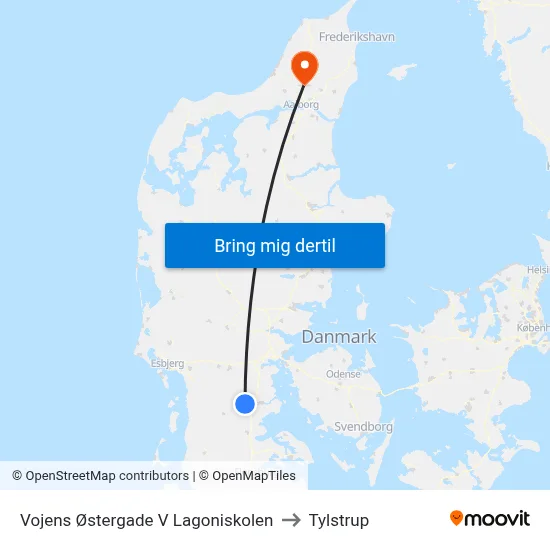 Vojens Østergade V Lagoniskolen to Tylstrup map