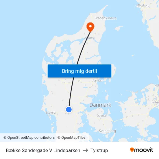 Bække Søndergade V Lindeparken to Tylstrup map
