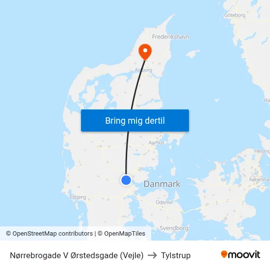 Nørrebrogade V Ørstedsgade (Vejle) to Tylstrup map