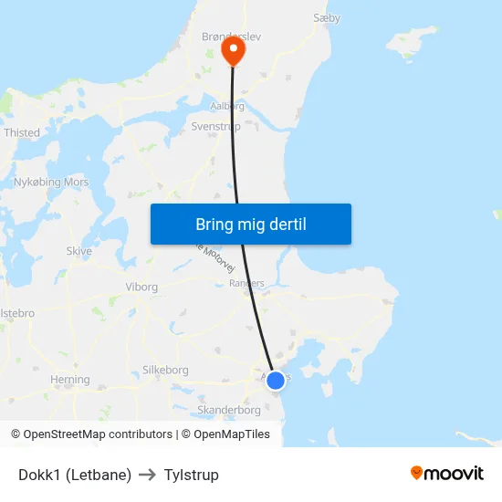 Dokk1 (Letbane) to Tylstrup map