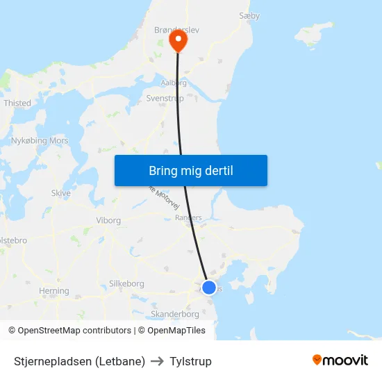 Stjernepladsen (Letbane) to Tylstrup map