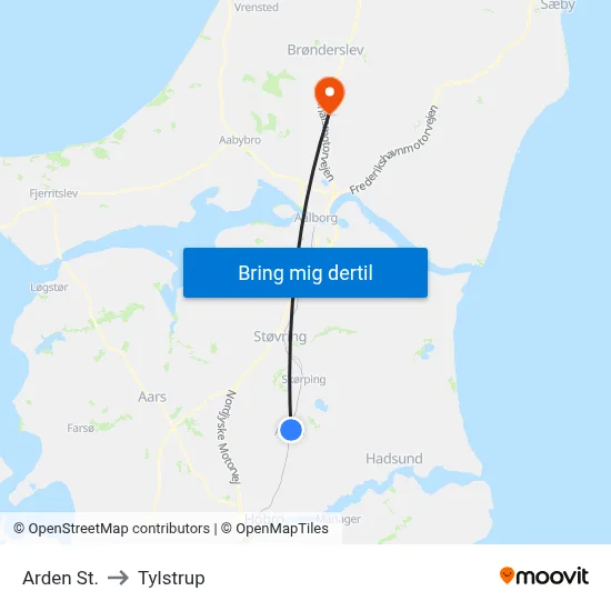 Arden St. to Tylstrup map