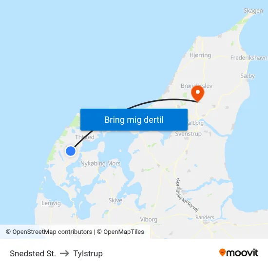 Snedsted St. to Tylstrup map