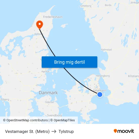 Vestamager St. (Metro) to Tylstrup map