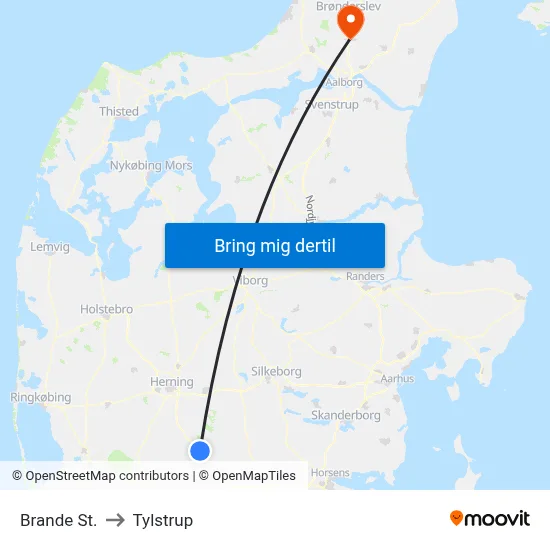 Brande St. to Tylstrup map