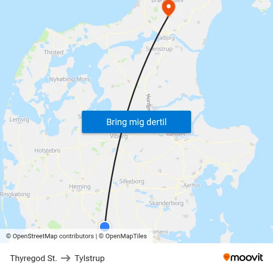 Thyregod St. to Tylstrup map