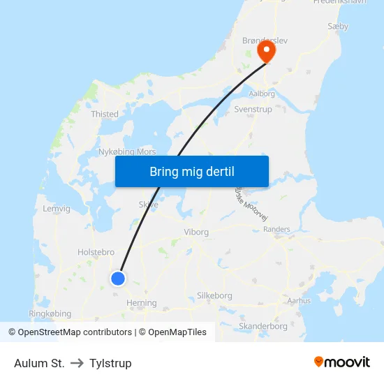 Aulum St. to Tylstrup map
