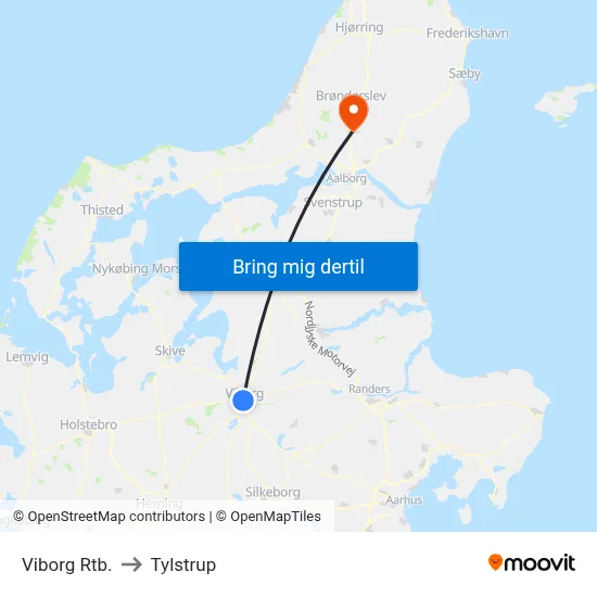 Viborg Rtb. to Tylstrup map