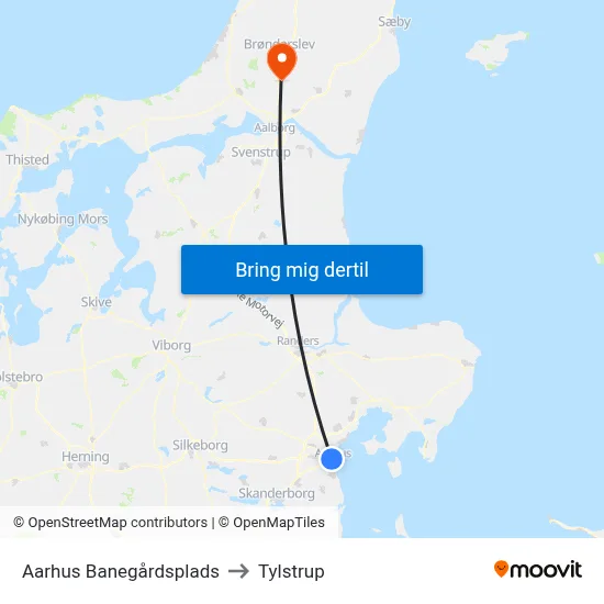 Aarhus Banegårdsplads to Tylstrup map