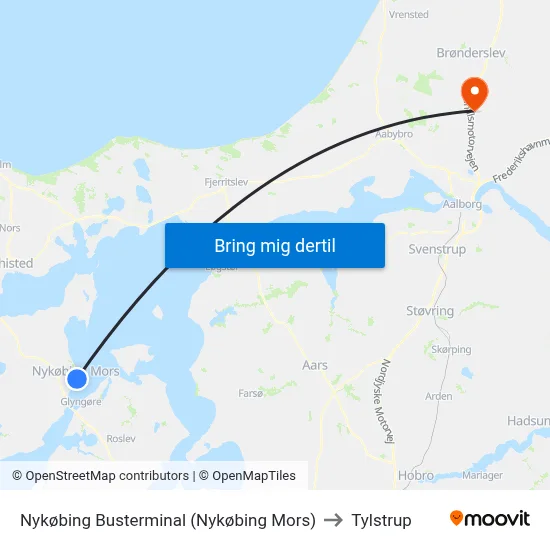 Nykøbing Busterminal (Nykøbing Mors) to Tylstrup map